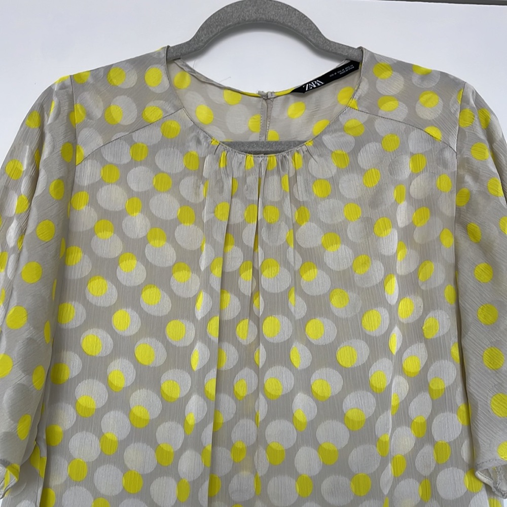 zara polka dot sleeve top